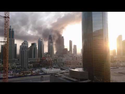 Fire Engulfs Under Construction Building Near Burj Khalifa