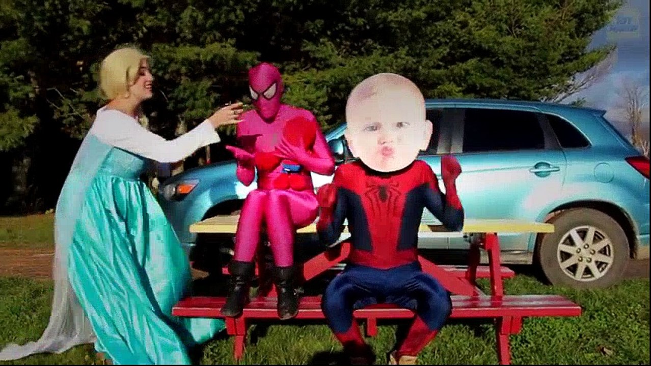Baby DRIVES FROZEN ELSA’S CAR! w/ Spiderman Police Joker Maleficent Rapunzel Spidergirl Superheroes