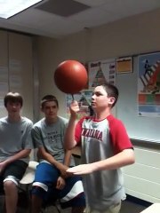 Spinning a basketball on a pencil while writing your name.