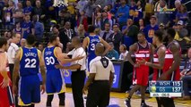 Brandon Jennings pushes JaVale McGee after he shoots a late 3-pointer - Apr 02, 2017