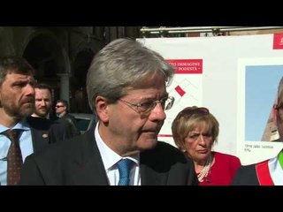 Mantova - Punto stampa di Gentiloni in visita (30.03.17)