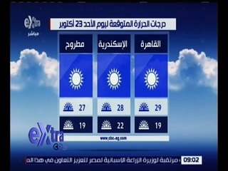 غرفة الأخبار | تعرف على درجات الحرارة المتوقعة ليوم الأحد 23 أكتوبر