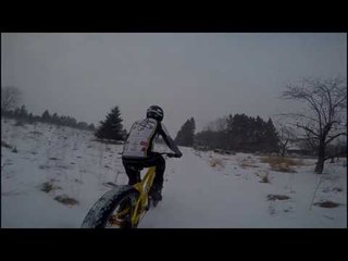 Fat Biking Action on the Trails- Light Snow Evening Ride in Wisconsin!