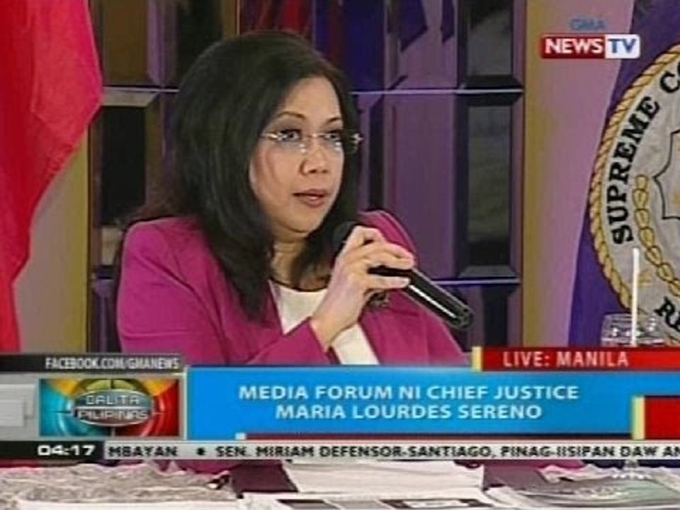 BP: Media forum ni Chief Justice Ma. Lourdes Sereno