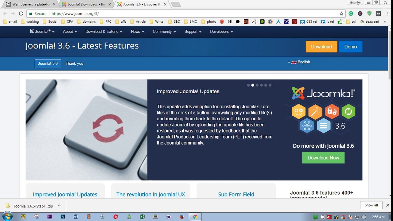 How to install joomla on windows using wamp server