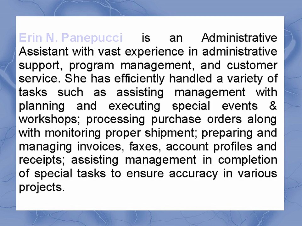 Erin N. Panepucci Is Skilled in All Aspects of Administrative Management