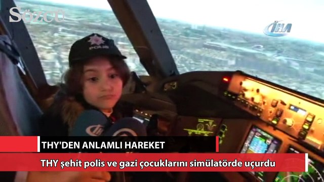 THY şehit polis ve gazi çocuklarını simülatörde uçurdu