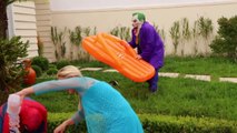 Frozen Elsa & Spiderman Buried Head in Orbeez sand surprise vs Joker Pranks Fun Superhero Real Life--N