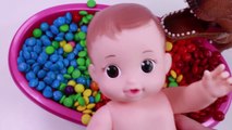 Bad Baby Doll Crying Bath Time Learn Colors With m&m Nursery Rhymes Finger Song-BeI