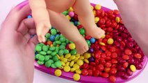 Learn Colors Crying Baby Doll Bath Time With M&Ms Chocolate Nursery Rhymes Finger Song-NT6