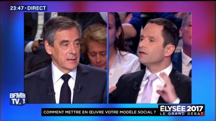 "Vous avez ruiné le pays", lance Hamon à Fillon pour défendre les fonctionnaires