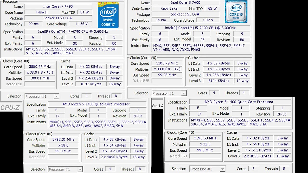 Ryzen 5 1400 vs i7 4790 vs i5 7400 - Video Rendering + Synthetics - CPU  Performance Benchmarks - video Dailymotion