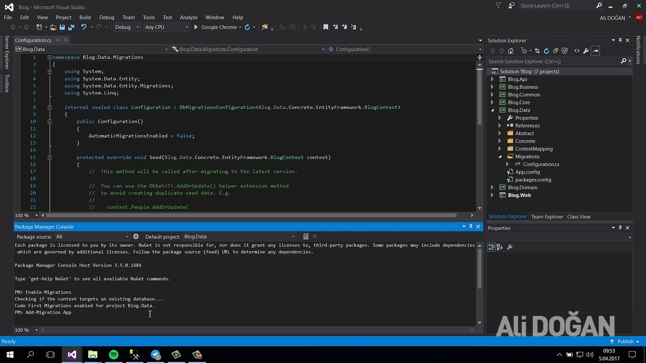 Asp.NET MVC Entity Framework Codefirst Migration İşlemleri