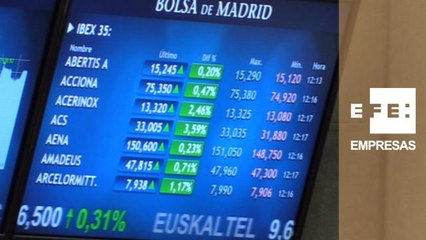 El Ibex 35 sube un 0,6% a mediodía y se afianza en los 10.400 puntos