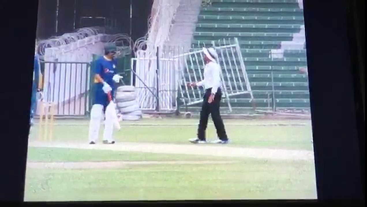 Senior Batsman Younis Khan showing anger towards umpires during Target match at GSL