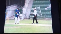 Senior Batsman Younis Khan showing anger towards umpires during Target match at GSL