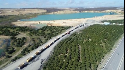 Kilometrelerce Kuyruk Havadan Görüntülendi