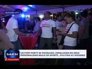 Saksi: Victory party ni Pacquiao, dinaluhan ng mga personalidad mula sa sports, pulitika at showbiz