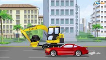 Superhero Dump Truck and Crane - Learn Vehicle Colors with Big Trucks & Cars - Educational Cartoons