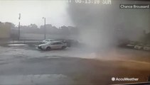 Powerful twister flips car in Louisiana parking lot