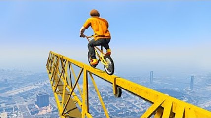KWEBBELKOP-EXTREME BMX CRANE STUNT PARKOUR! (GTA 5 Funny Moments)