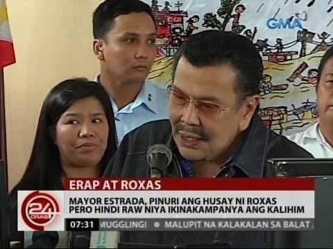 24Oras: Mayor Estrada, pinuri ang husay ni Roxas pero hindi raw niya ikininakampanya ang kalihim