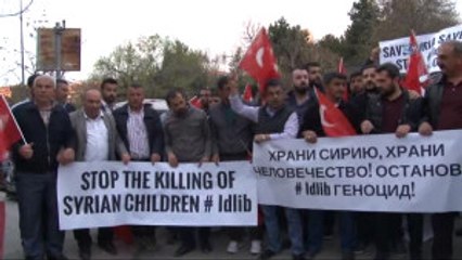 Rusya Büyükelçiliği Önünde "İdlib" Protestosu