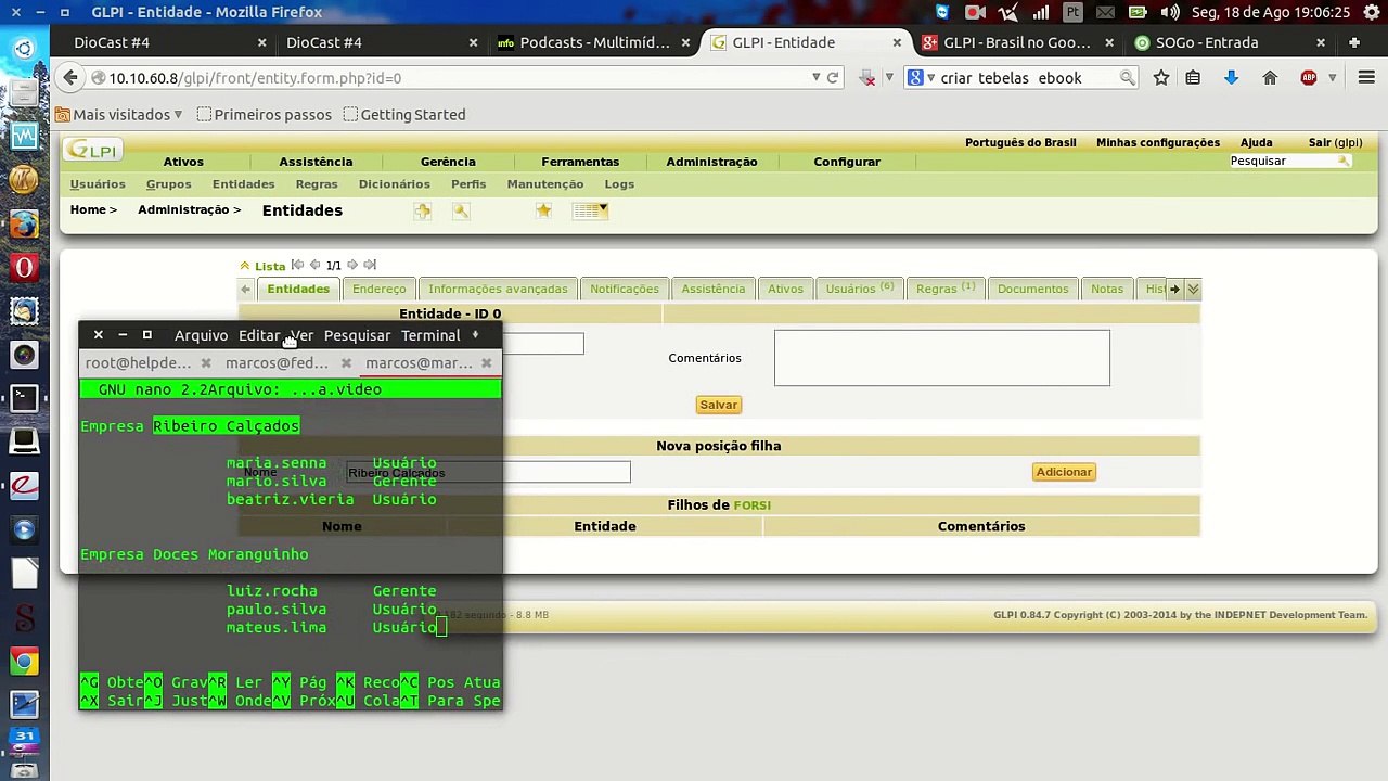 Trabalhando com Entidades GLPI Parte II