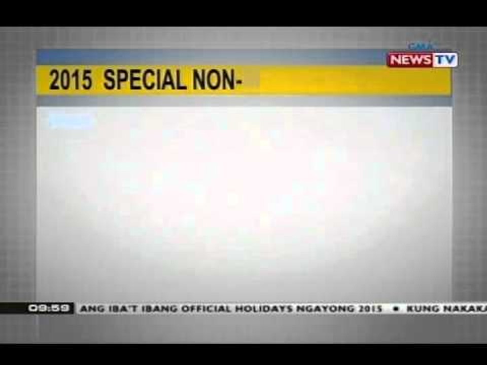 NTG: 2015 holidays, alamin