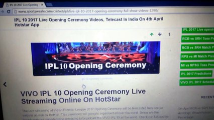 VIVO IPL 10 2017 Opening Ceremony Full Show Video Live Telecast Online