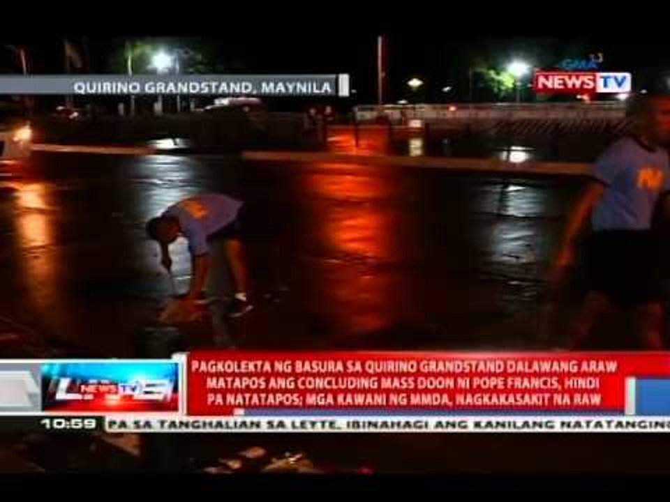NTVL: Pagkolekta ng basura sa Grandstand matapos ang misa doon ni Pope Francis, hindi pa natatapos