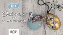 DIY - hübsche Ostereier mit Schmetterlingen und Blüten aus Papier basteln [How to] Deko Kitchen-ZHaB