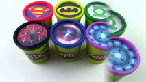 Learn Colors Play Doh Cups Modelling Clay Toys MARVEL AVENGERS, IRON MAN, CAPTAIN AMERICA, SPIDERMAN-Q