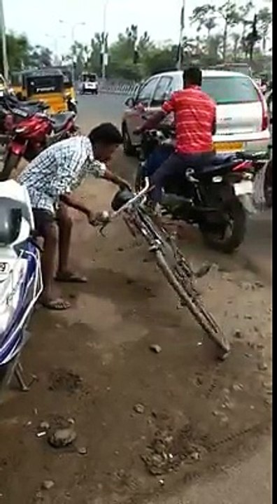 drunk man trying to cross d road