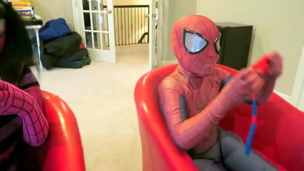 Superhero Superstars! Sumo Fat Superman SPIES on Kat Karmashian! - Spiderman vs Joker-v95r