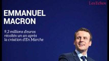 Emmanuel Macron : un an après sa création, En Marche a récolté 9,3 millions d'euros