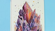 Painting with Watercolors & Q&A _ Crystal Cluster Painting With Watercolors _ Painting with mako-J