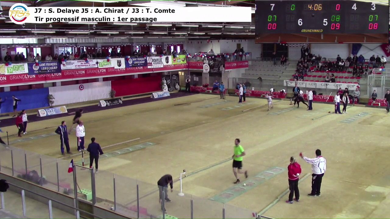 Tir progressif masculin, 1er passage, Delaye - Chirat - Comte, Sport Boules, France Tirs, Dardilly 2017