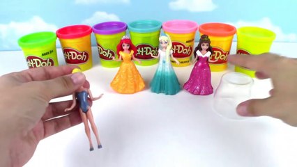 DIY Play Doh Glitter Disney Princess Dresses Magiclip Modeling Clay for Kids Elsa, Ariel-BZ
