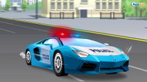The Cop Cars and The Little Pink Car in Trucks City with Police Car and Taxi Cartoon for kids