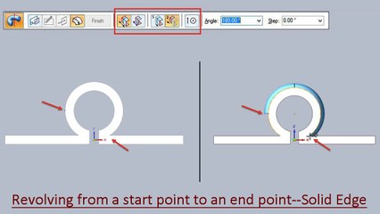 Revolving from a start point to an end point--Solid Edge