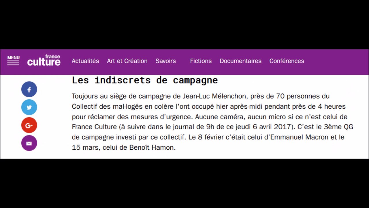 Mal-logement : Occupation du QG de la France Insoumise sur France Culture