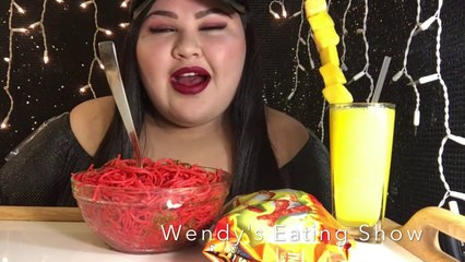 HOT CHEETOS SPAGHETTi _ MUKBANG @Wendy's Eating Show-2gj9oS