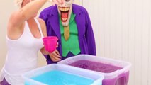 Frozen Elsa & Spiderman GROSS GELLI BAFF TOY CHALLENGE vs Joker - Superhero Fun in Real Life IRL  -)-F