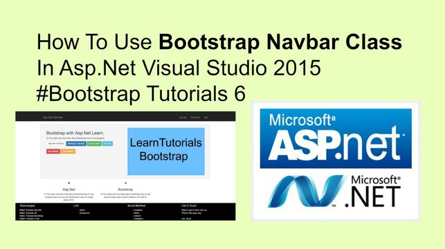 How to use bootstrap navbar class in asp.net || visual studio 2015 #bootstrap tutorials 6
