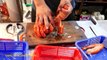 Street food  jesť kraby Taiwan textúry obrovský jesť červené krabov Taiwan jedlo ulice