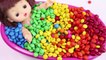 Learn Colors Crying Baby Doll Bath Time With M&Ms Chocolate Nursery Rhymes Finger Song-NT6G9