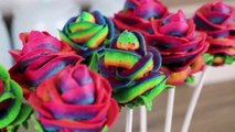 Rainbow Rose Cake Pops with Buttercream _ CarlyToffle-Oh