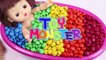 Learn Colors Crying Baby Doll Bath Time With M&Ms Chocolate Nursery Rhymes Finger Song-NT