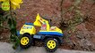 Excavators for kids _ Baby playing excavators destructive the yellow flowers   Toy for children-1j